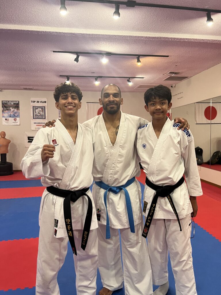 Certified traditional karate instructor and students
