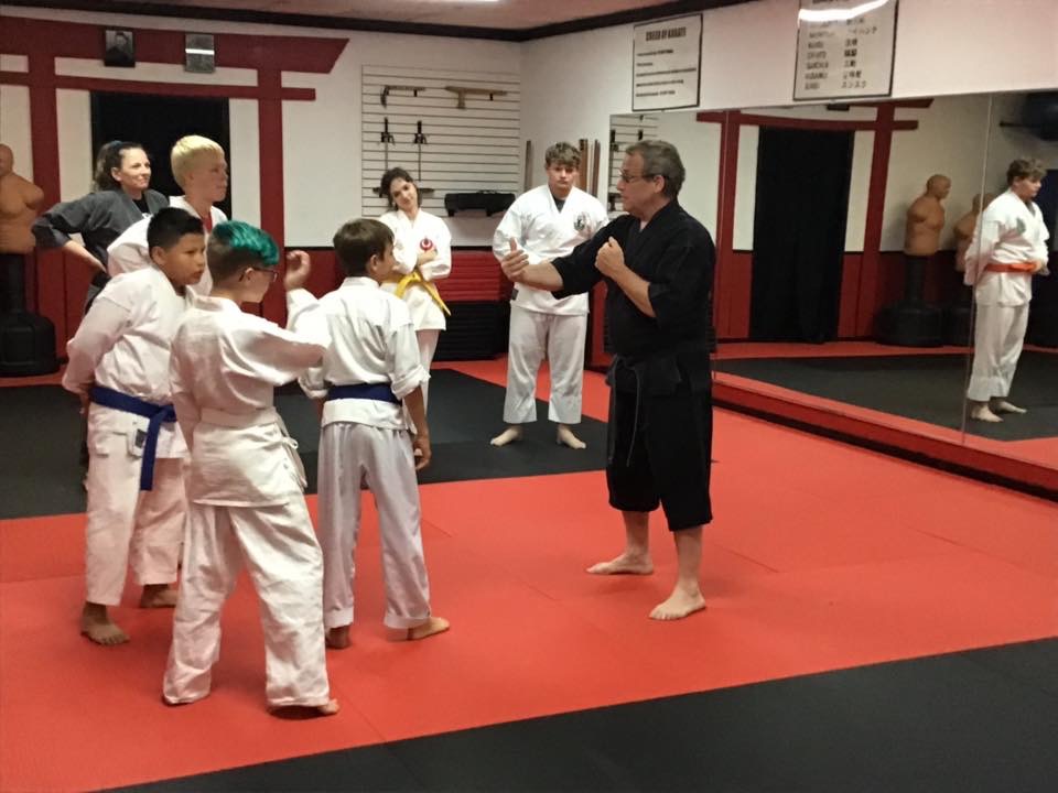 Sensei explaining technique to students