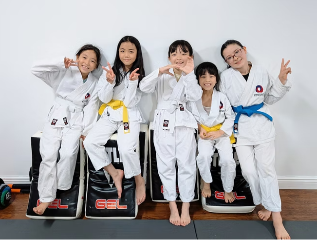 Students showing peace in the dojo