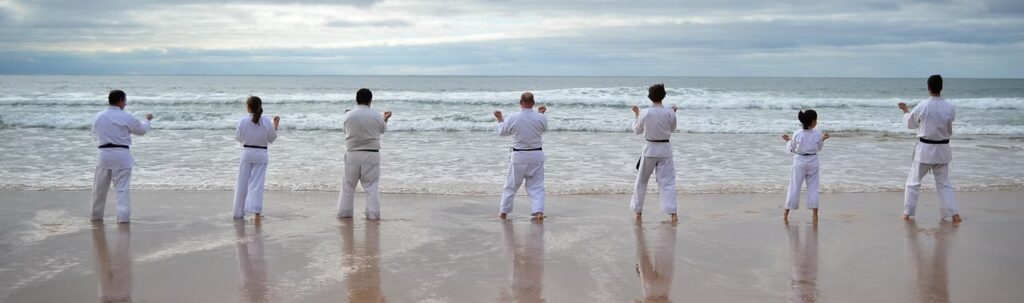 students beach training