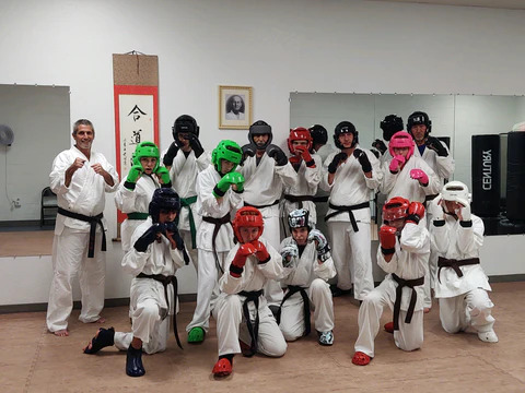 dojo students sparring class